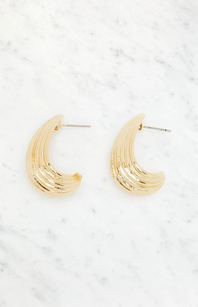 LA Hearts Ribbed Teardrop Hoop Earring 1