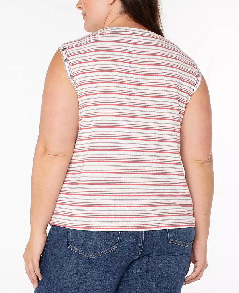 Liverpool Liverpool Plus Size Crewneck Striped Sleeveless Top