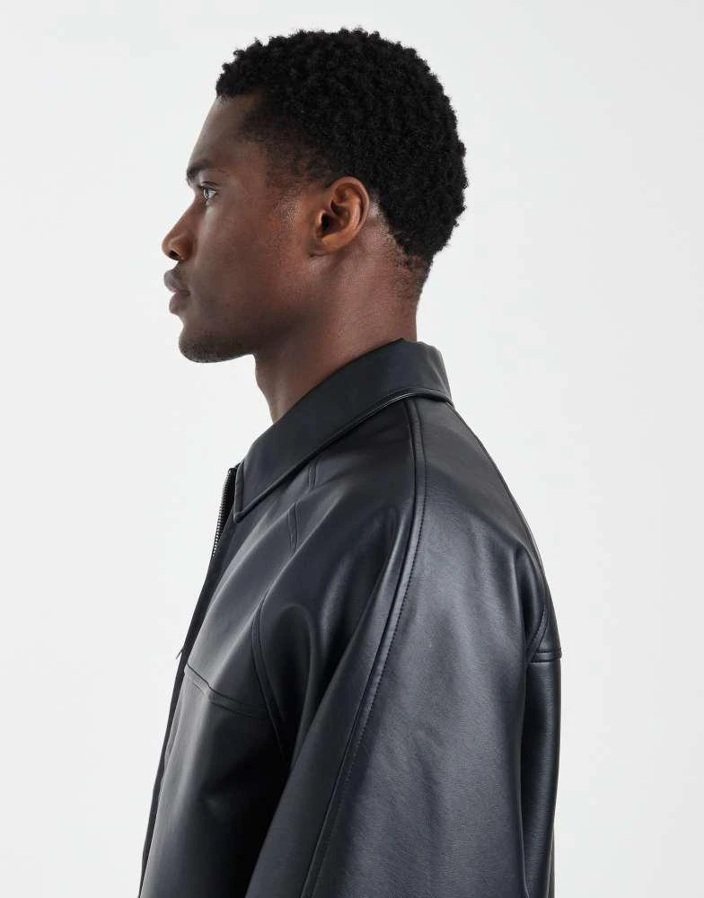 ASOS ASOS DESIGN faux leather jacket in black 4