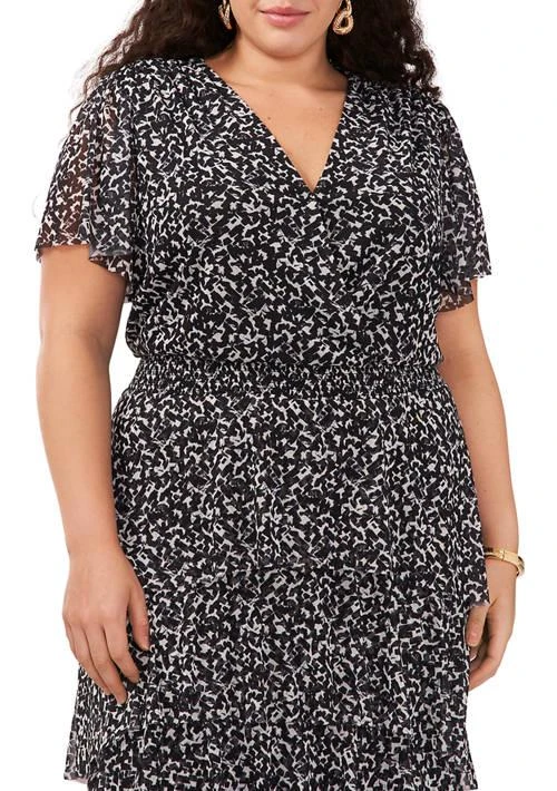 Vince Camuto Camuto Plus Size Short Sleeve Mesh Tiered Midi Dress 3