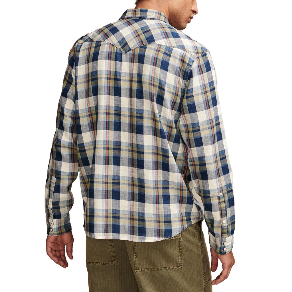 Lucky Brand Plaid Indigo Western Shirt