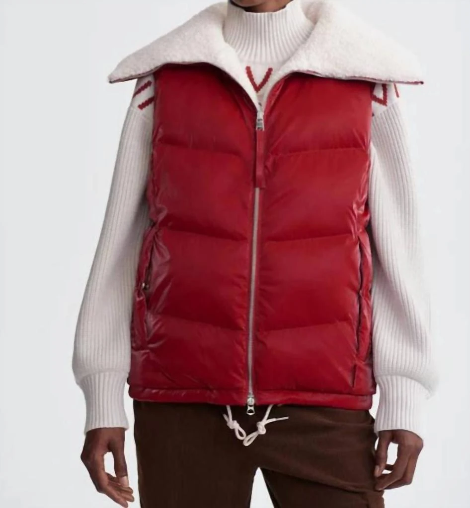 Varley Brock Puffer Gilet Vest In Red 3