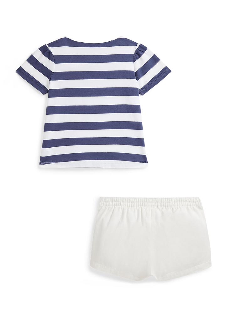 Ralph Lauren Baby Girls Polo Bear Cotton T-Shirt 
Twill Short Set