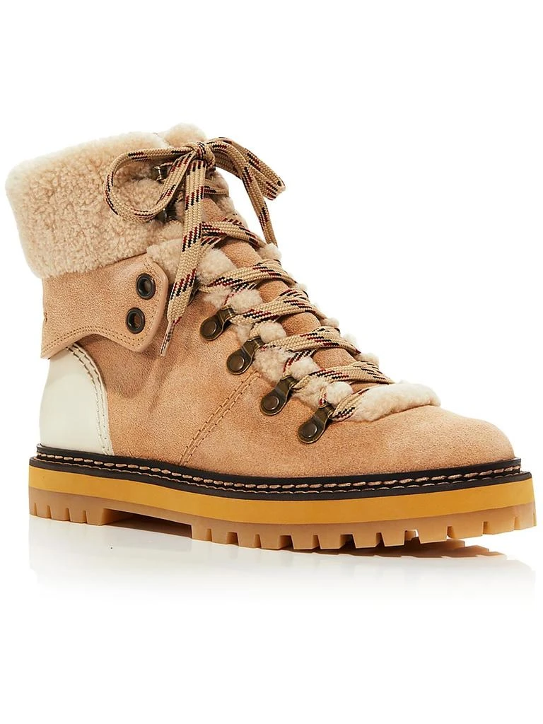 See by Chloé Eileen Womens Suede Fur Hiking Boots 1