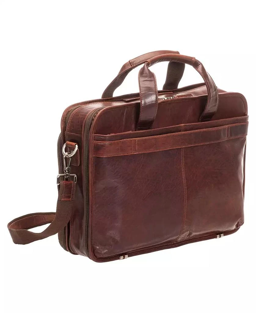 Mancini Leather Goods Men's Buffalo Double Compartment Top Zipper 15.6" Laptop and Tablet Briefcase 2