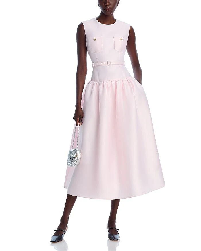 knee length dresses for ladies Yellow Jacquard Midi Dress main image 0