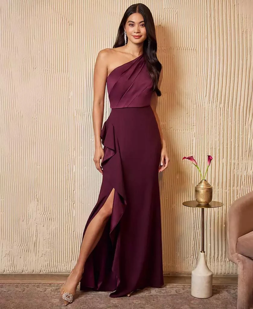 Adrianna Papell Petite One-Shoulder Satin Dresses 3