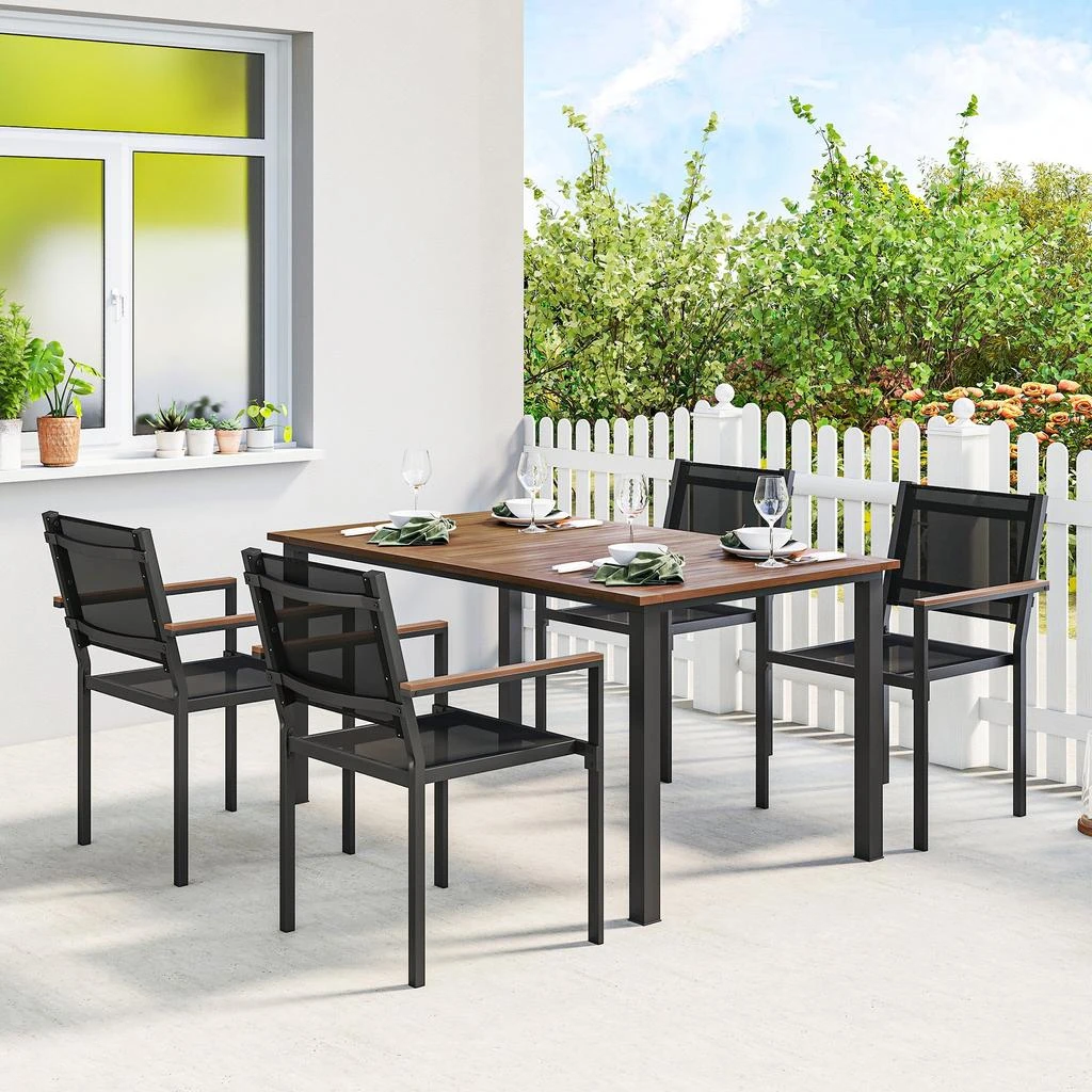 Hivvago Outdoor Patio Table and Chairs Set 4 Acacia Wood Seats 2