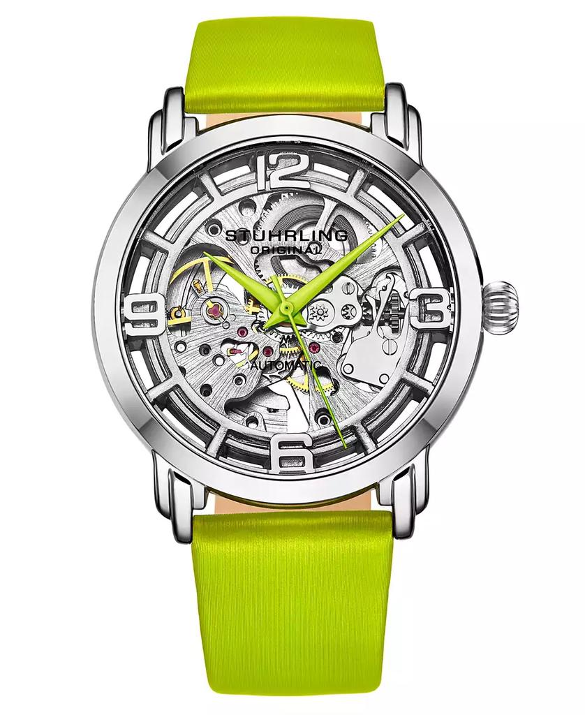 Stuhrling Women's Automatic Green Genuine Leather Strap Watch 40mm