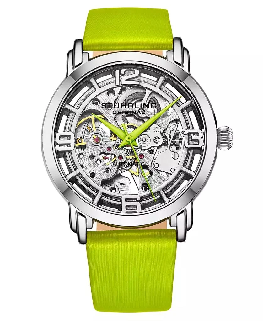 Stuhrling Women's Automatic Green Genuine Leather Strap Watch 40mm 1