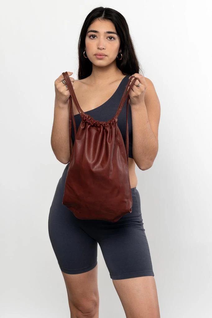 Los Angeles Apparel RLH3414 - Unisex Leather Drawstring Backpack 11