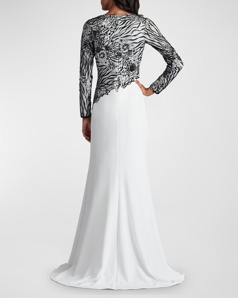 パーティードレス TadashiShoji A-Line Sequin Lace & Crepe Gown Tadashi Shoji A-Line Crepe and Sequin Lace Gown | Neiman Marcus
