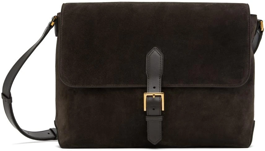 Tom Ford Brown Suede Medium Messenger Bag 1