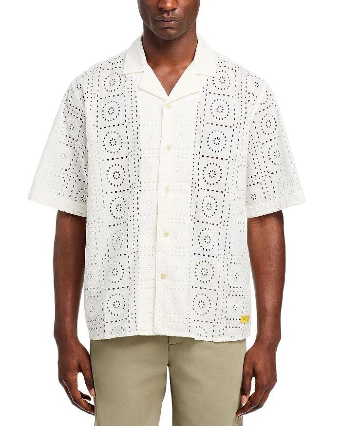 Scotch & Soda Cotton Eyelet Embroidered Regular Fit Button Down Camp Shirt 3