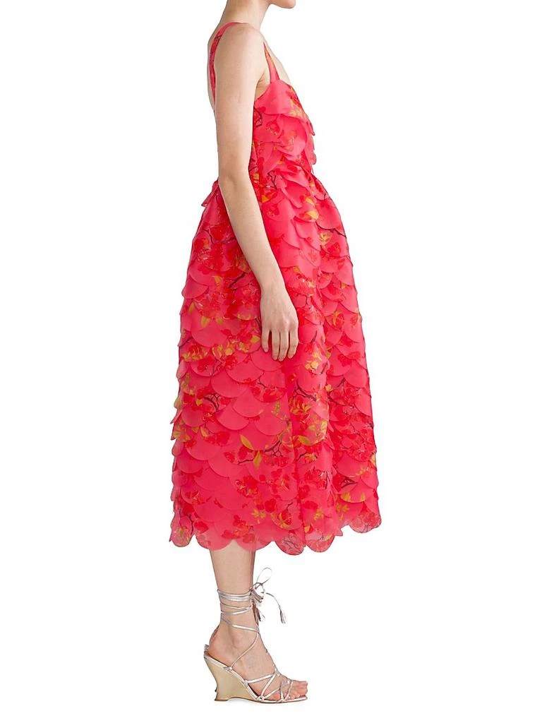 Cynthia Rowley Floral Organza Scallop Midi-Dress 3