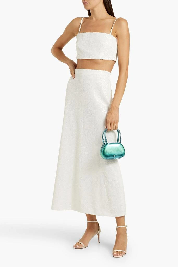 HVN Affie sequined tulle cropped top and midi skirt set 2