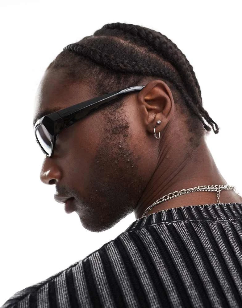 ASOS ASOS DESIGN racer sunglasses with clear lens in black 4