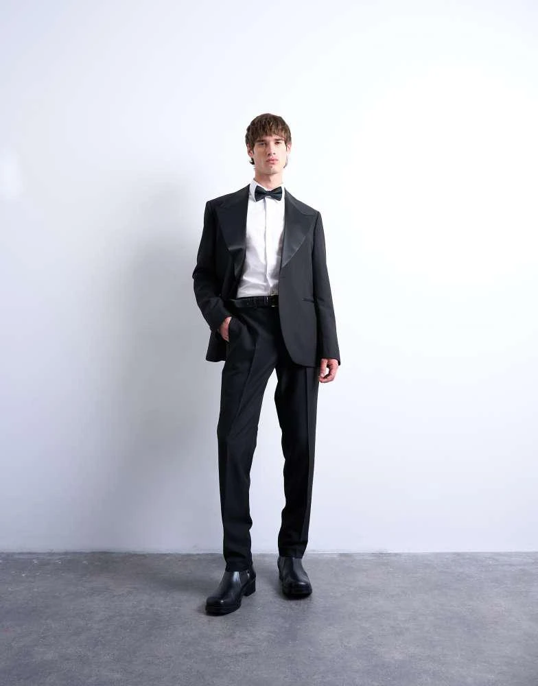 Topman Topman slim tux suit jacket in black 2