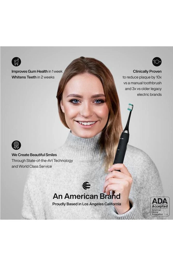 AquaSonic Black Series+ - Ultra Whitening 40,000 VPM Rechargeable Electric Toothbrush - ADA Accepted - Wireless Charging Glass - 6 Proflex Brush Heads & Travel Case – 4 Modes & Smart Timer -Sonic 6