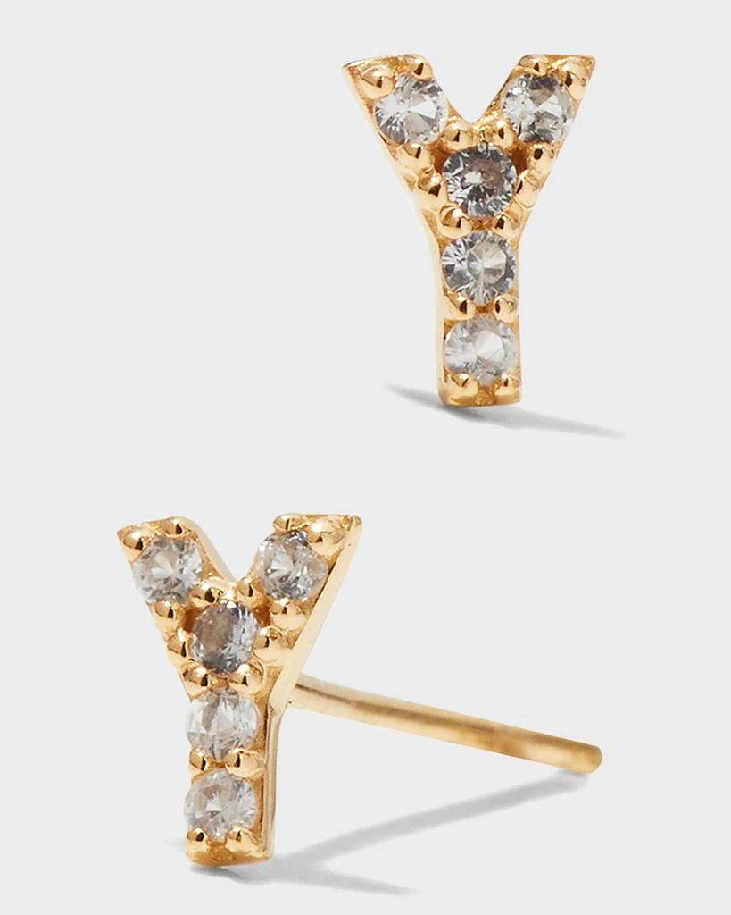 Tai White Sapphire Initial Stud Earring, Single 3
