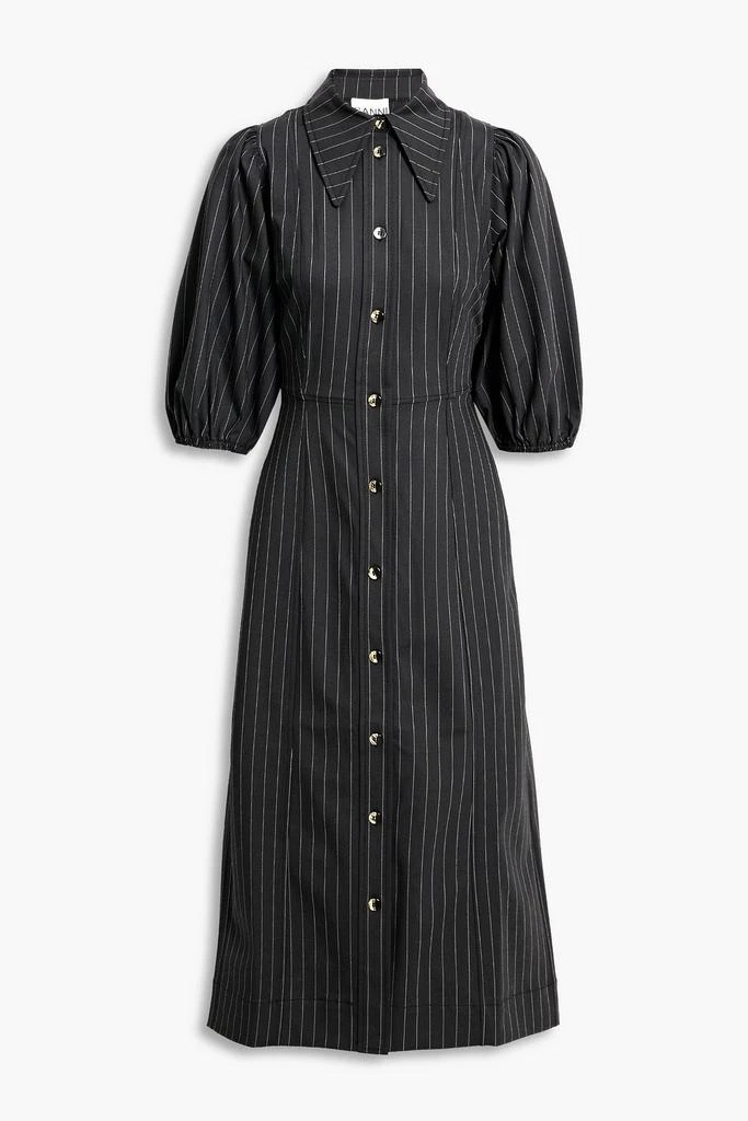 GANNI Pinstriped twill midi dress 1