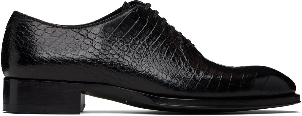 Tom Ford Black Shiny Printed Croc Elkan Oxfords 1
