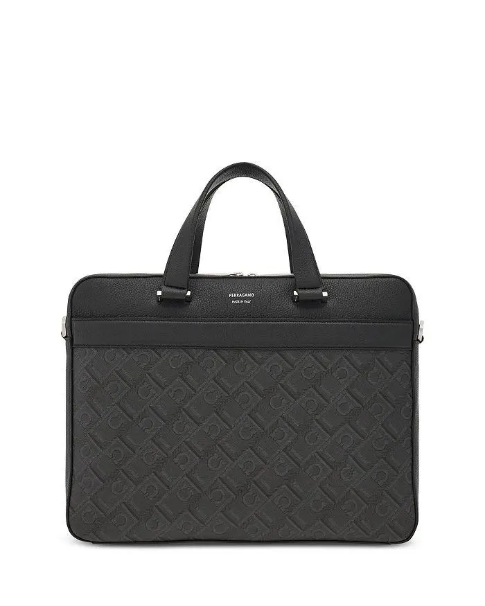 Salvatore Ferragamo Monogram Canvas & Leather Business Bag
