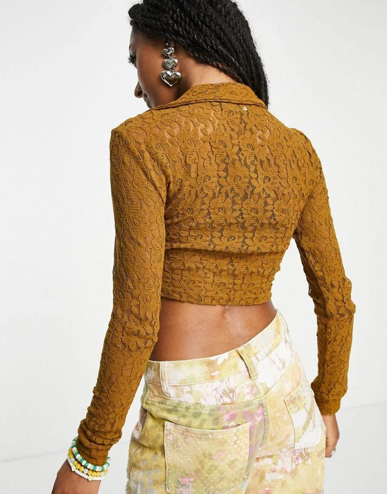 Jaded London Jaded London long sleeve 90s shirt in vintage print with lace up front 2