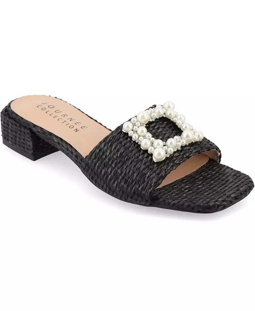 Journee Collection Women's Justina Ornamented Raffia Slide Sandals 1
