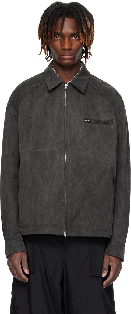 Juun.J Gray Washed Cotton Work Denim Jacket