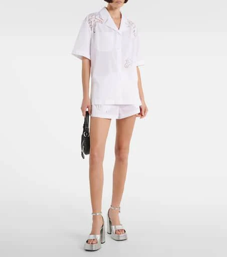 Versace Sangallo embroidered cotton poplin shorts 2