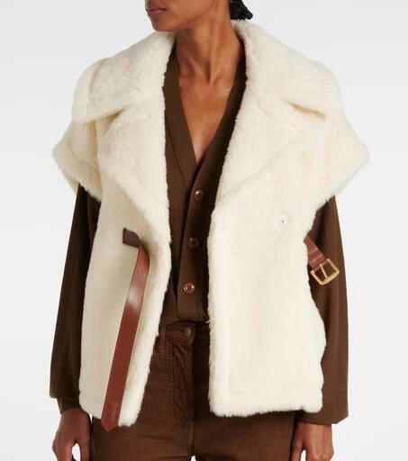 Max Mara Abavo wool and silk teddy cape 6