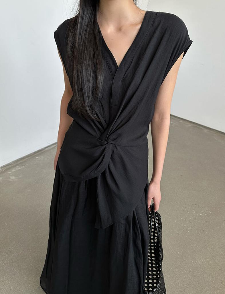 Pixie Market Black Twist Front Top-PREORDER