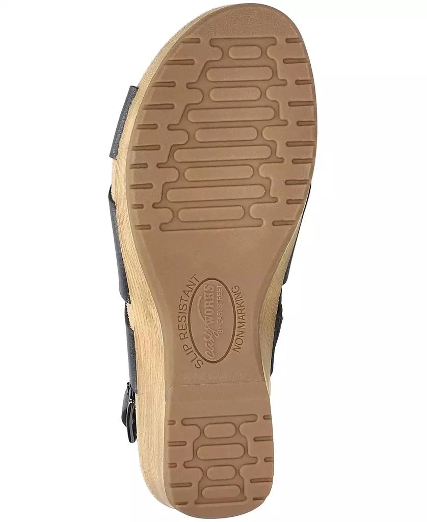 Easy Street Women's Raffey Buckle Slingback Slip Resistant Wedge Sandals 5
