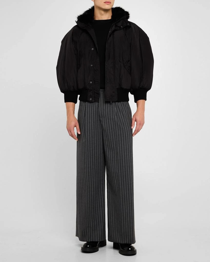 Simone Rocha Men's Puff-Sleeve Bomber Jacket with Faux Fur 2
