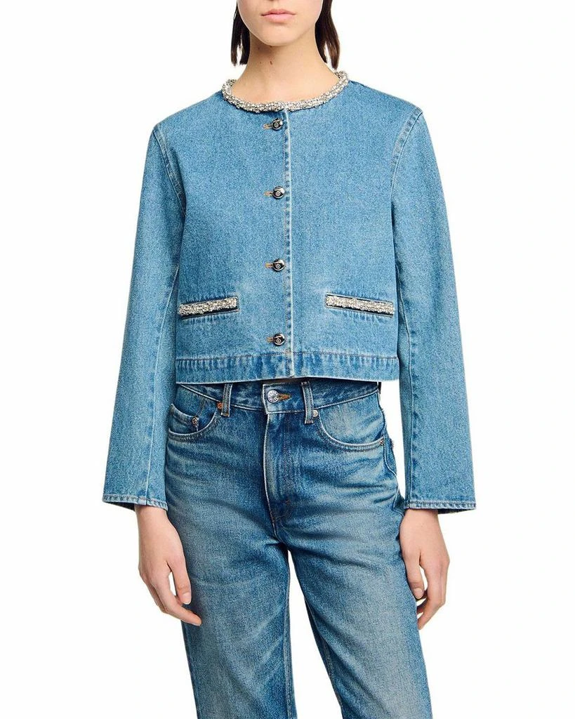 Sandro Rhinestone Denim Jacket 1