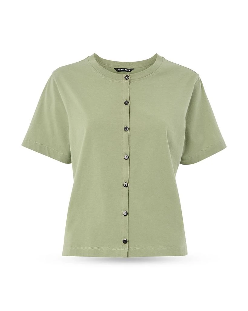 Whistles Round Neck Button Up Tee 5