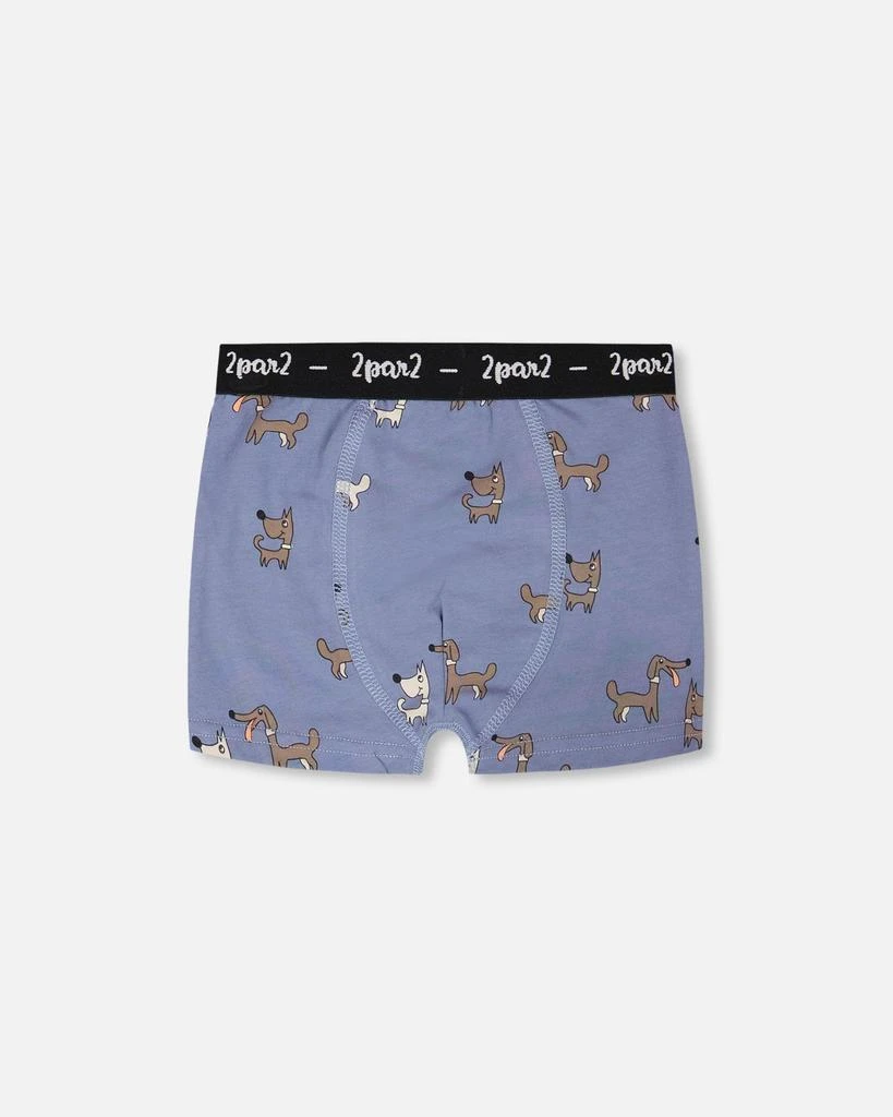 Deux par Deux Organic Cotton Boxer Blue Dog Print