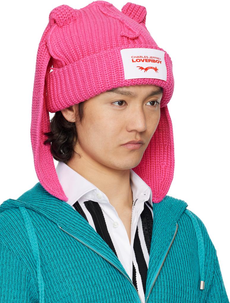 Charles Jeffrey Loverboy Pink Chunky Rabbit Beanie