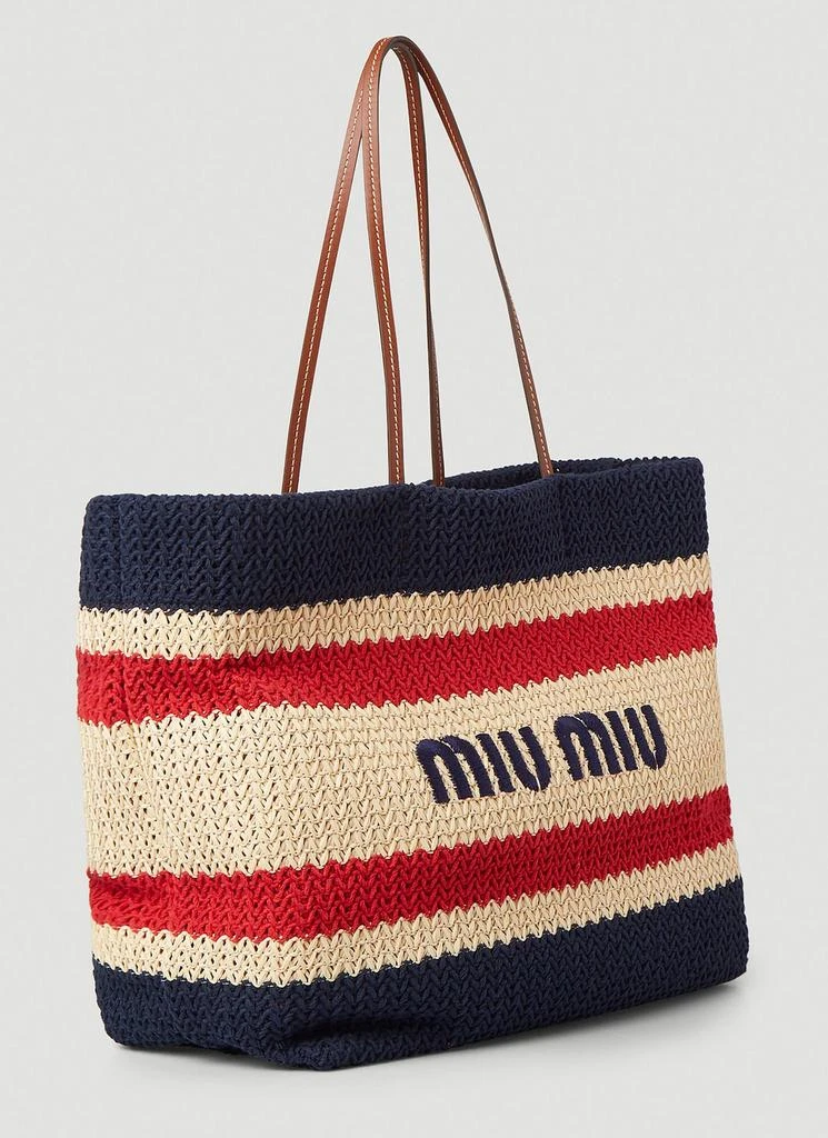 Miu Miu Raffia-Effect Tote Bag 3