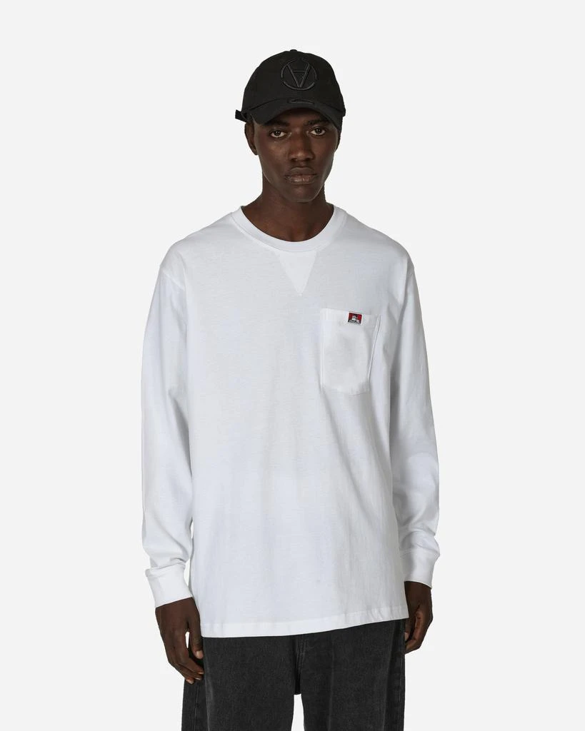 BEN DAVIS Heavy Duty Classic Label Pocket Longsleeve T-Shirt White 1