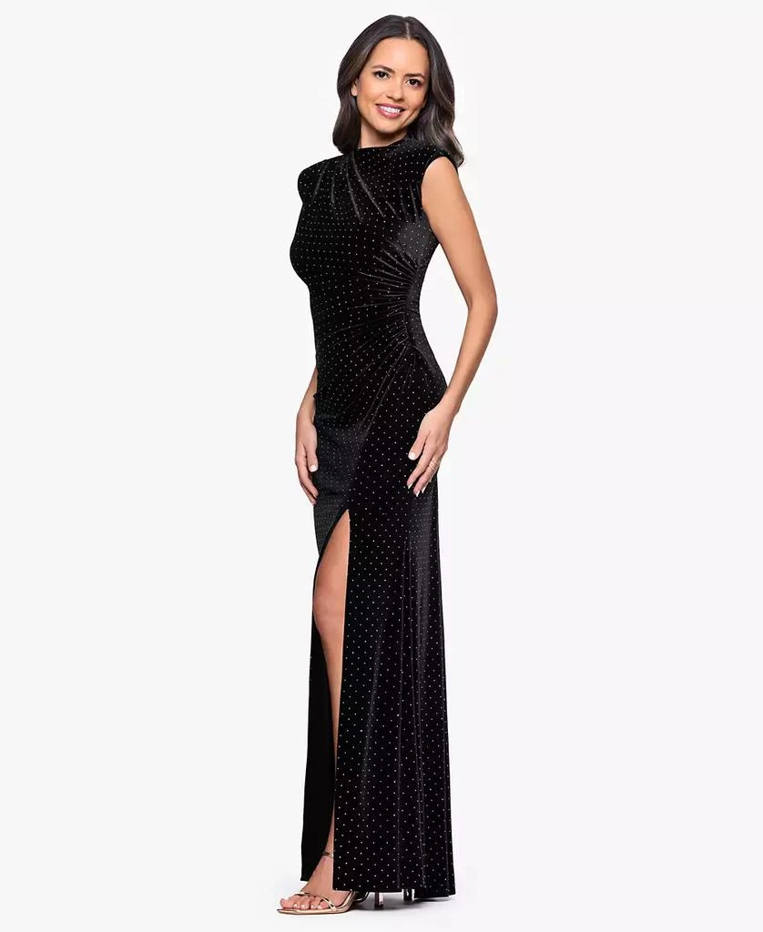 Betsy & Adam Women's Long Studded Velvet Gown 2