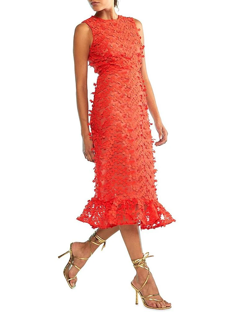 Cynthia Rowley 3D Embroidered Tulle Dress - Red - Red - 2