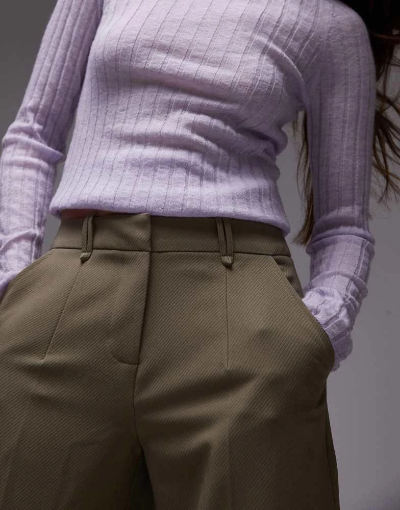 Topshop Topshop twill straight leg trouser in mushroom 3