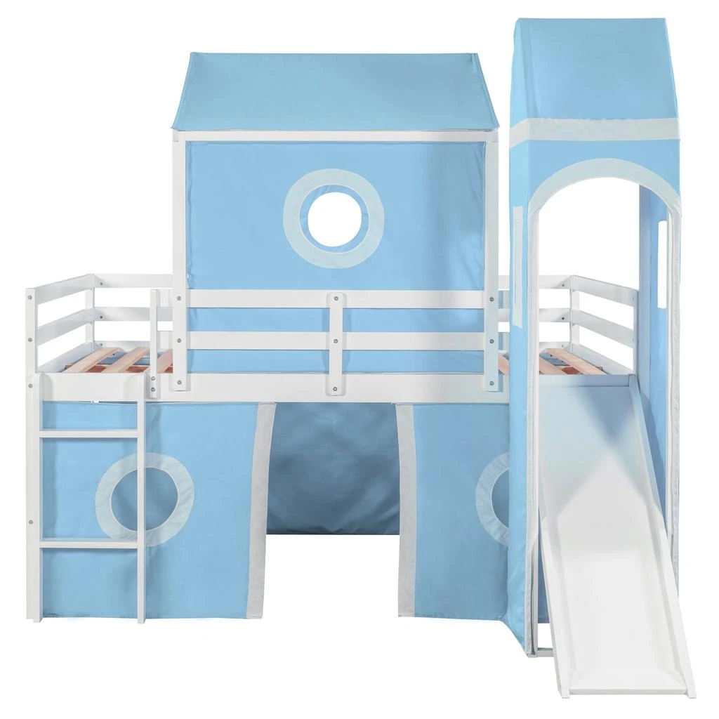 Streamdale Furniture Streamdale Full Size Loft Bed with Slide Tent and Tower 4