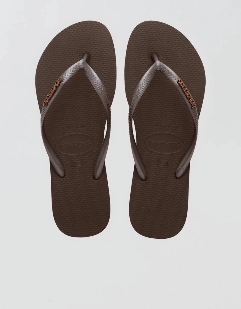 AE Havaianas Women's Slim Logo Metallic Flip Flops 2