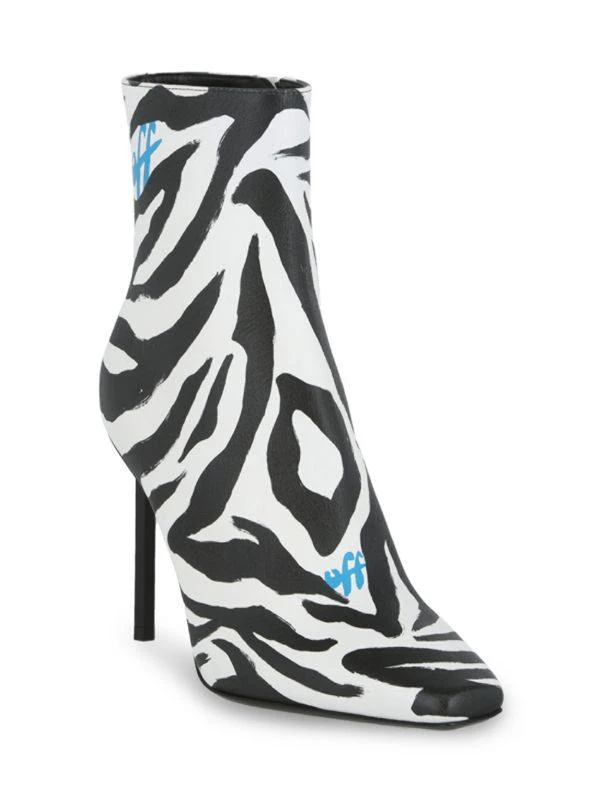 Off-White High Allen 100MM Zebra Print Leather Booties 2