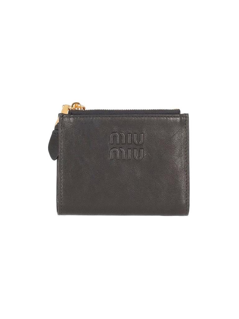 小物 miu miu compact leather wallet black MIU MIU Love Letter Leather Compact Wallet Black Red Used
