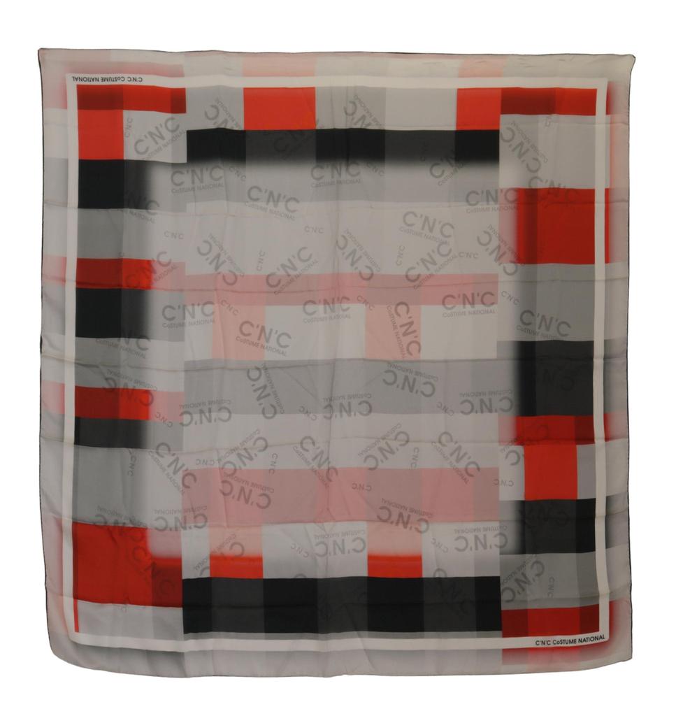 Costume National Costume National Gray Red Shawl Foulard Wrap Scarf