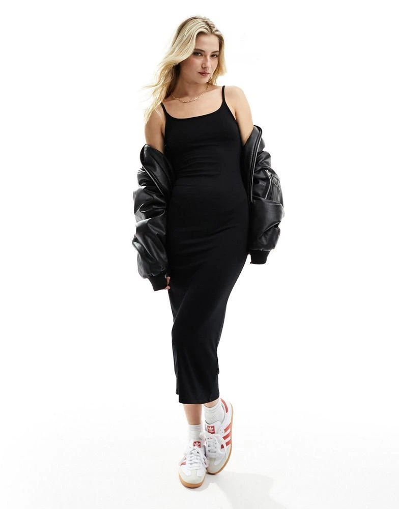 Cotton:On Cotton On staple slip jersey maxi dress in black 1